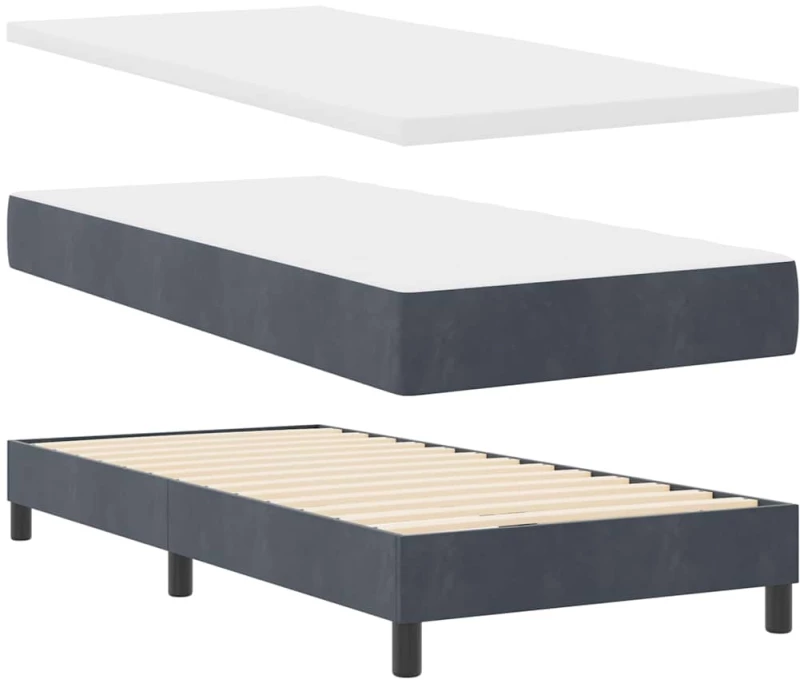 Κρεβάτι Box Spring με Στρώμα vidaXL Σκούρο Γκρι 100x200 εκ Βελούδο