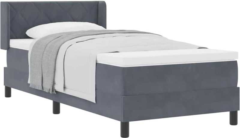 Κρεβάτι Box Spring με Στρώμα vidaXL Σκούρο Γκρι 100x200 εκ Βελούδο