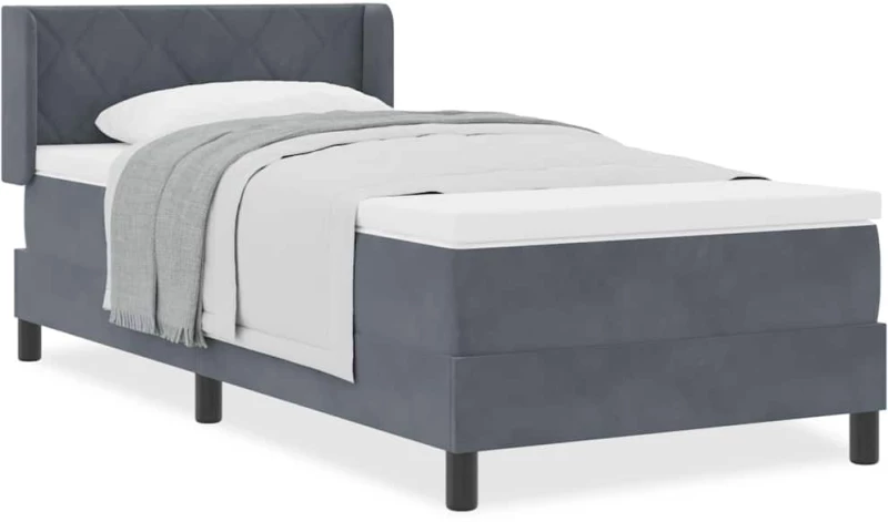 Κρεβάτι Box Spring με Στρώμα vidaXL Σκούρο Γκρι 100x200 εκ Βελούδο