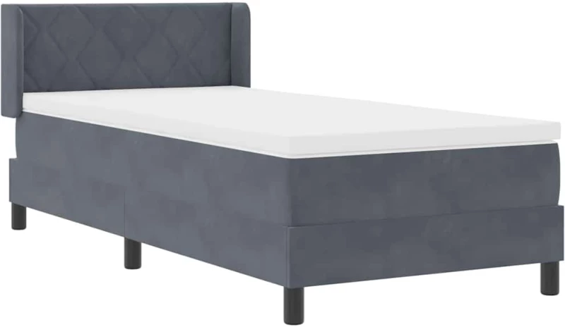 Κρεβάτι Box Spring με Στρώμα vidaXL Σκούρο Γκρι 100x200 εκ Βελούδο