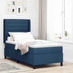 vidaXL Σκελετός Κρεβατιού με Στρώμα Blue 100x200 cm Υφάσματος