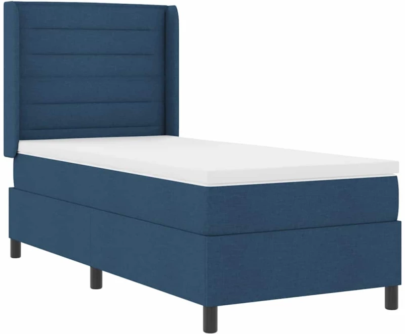 vidaXL Σκελετός Κρεβατιού με Στρώμα Blue 100x200 cm Υφάσματος