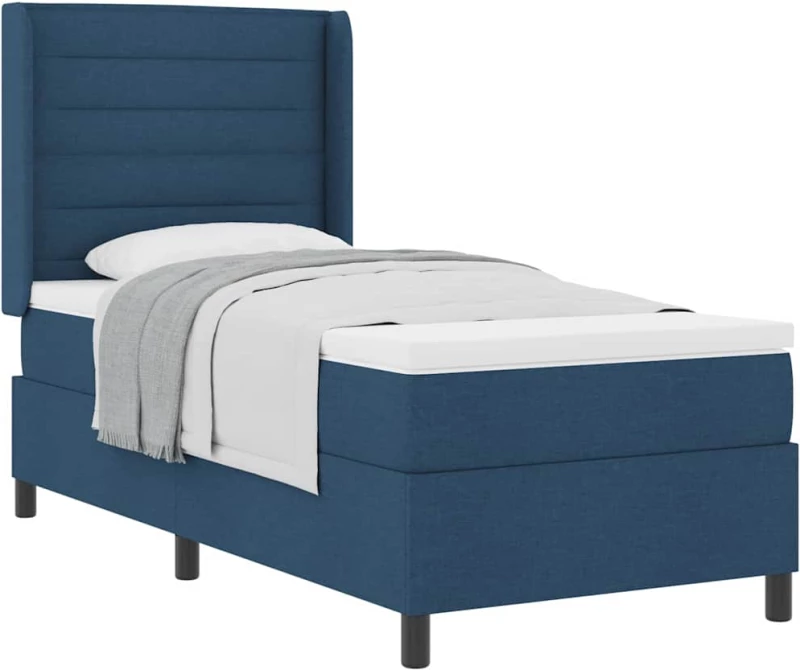 vidaXL Σκελετός Κρεβατιού με Στρώμα Blue 100x200 cm Υφάσματος