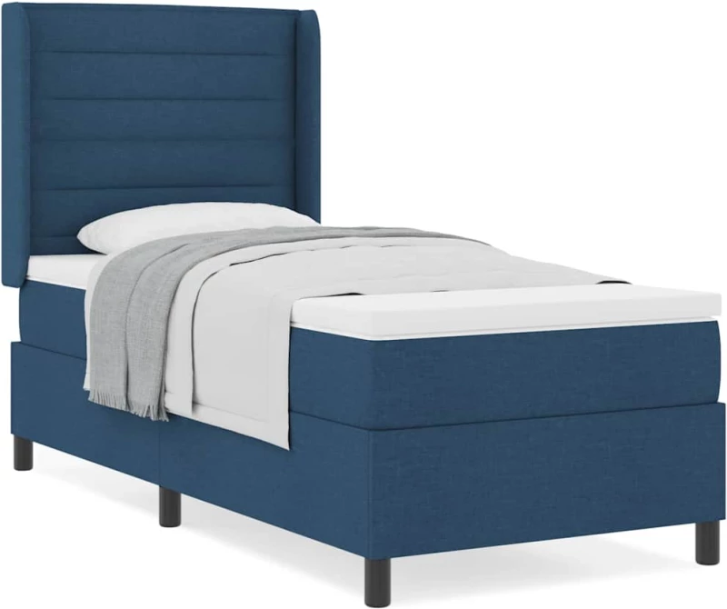 vidaXL Σκελετός Κρεβατιού με Στρώμα Blue 100x200 cm Υφάσματος