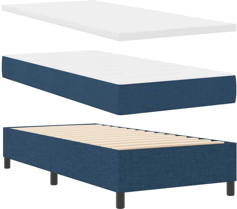 vidaXL Σκελετός Κρεβατιού με Στρώμα Blue 100x200 cm Υφάσματος