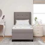 vidaXL Κρεβάτι Box Spring με Στρώμα Taupe 100x200 εκ. Υφασμάτινο