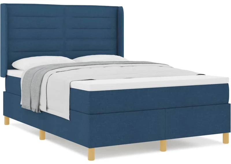 vidaXL Κρεβάτι Box Spring με Στρώμα Μπλε 160x200 εκ Υφάσματος
