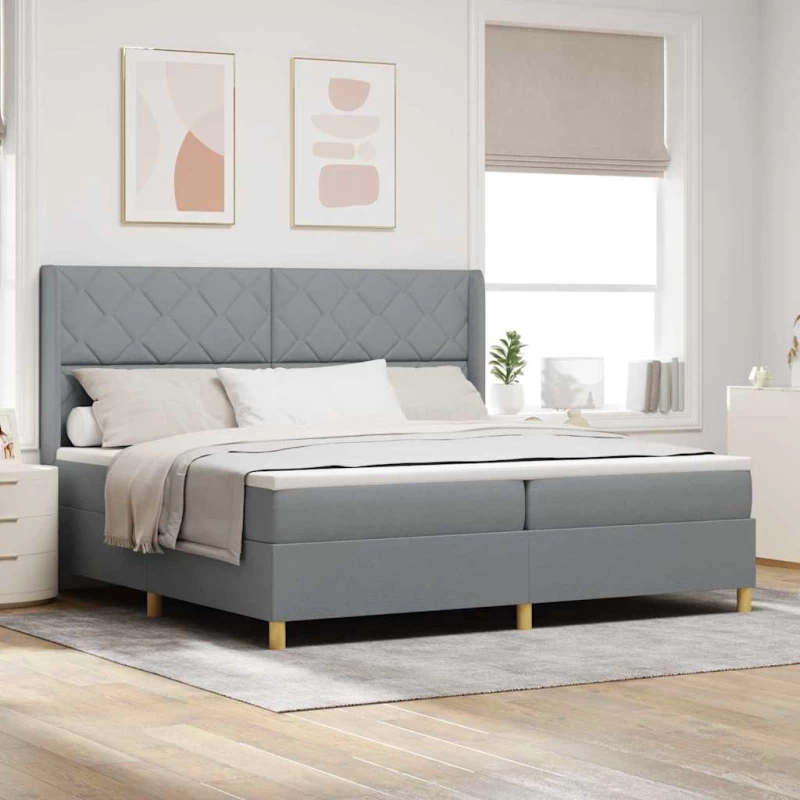 vidaXL Κρεβάτι με ελατήρια και στρώμα Γκρι 200 x 200 εκ. Ύφασμα
