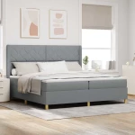 vidaXL Κρεβάτι με ελατήρια και στρώμα Γκρι 200 x 200 εκ. Ύφασμα