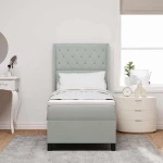 vidaXL Κρεβάτι Box Spring με Στρώμα Ανοιχτό Γκρι 80x200 εκ Βελούδο