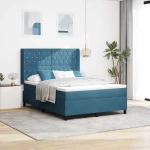 vidaXL Κρεβάτι Box Spring με Στρώμα Σκούρο Μπλε 160x200 εκ. Βελούδο