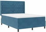 vidaXL Κρεβάτι Box Spring με Στρώμα Σκούρο Μπλε 160x200 εκ. Βελούδο