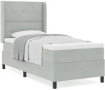 Κρεβάτι Box Spring με Ματράκι Γκρίζο Ανοιχτό 80x200 εκ. Βελούδινο