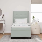 Κρεβάτι Box Spring με Ματράκι Γκρίζο Ανοιχτό 80x200 εκ. Βελούδινο