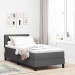 vidaXL Κρεβάτι Box Spring με Στρώμα & LED Σκούρο Γκρι 80x200 εκ. Ύφασμα