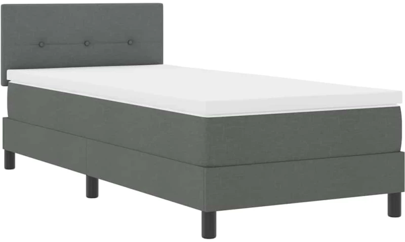 vidaXL Κρεβάτι Box Spring με Στρώμα & LED Σκούρο Γκρι 80x200 εκ. Ύφασμα