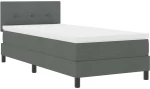 vidaXL Κρεβάτι Box Spring με Στρώμα & LED Σκούρο Γκρι 80x200 εκ. Ύφασμα