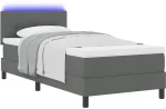 vidaXL Κρεβάτι Box Spring με Στρώμα & LED Σκούρο Γκρι 80x200 εκ. Ύφασμα