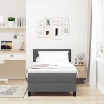 vidaXL Κρεβάτι Box Spring με Στρώμα & LED Σκούρο Γκρι 80x200 εκ. Ύφασμα