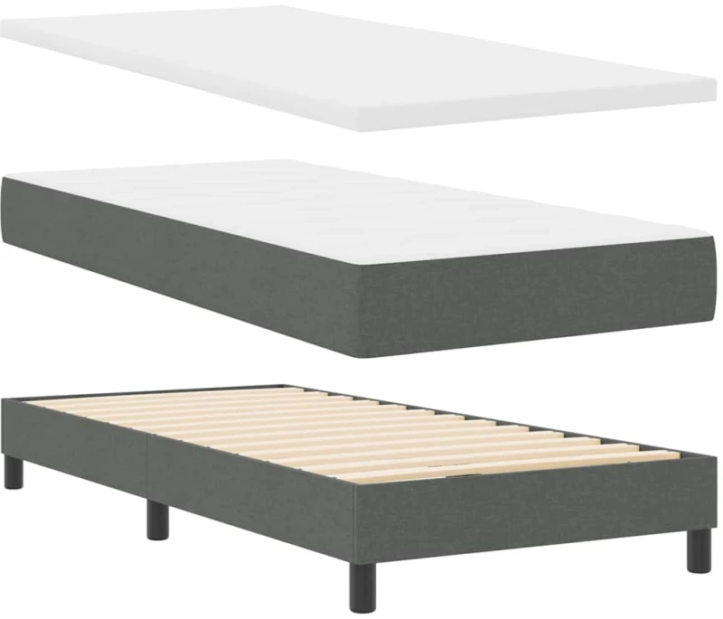 vidaXL Κρεβάτι Box Spring με Στρώμα & LED Σκούρο Γκρι 80x200 εκ. Ύφασμα