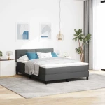 vidaXL Κρεβάτι με Στρώμα & LED Σκούρο Γκρι 140x200 εκ Ύφασμα