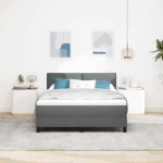 vidaXL Κρεβάτι με Στρώμα & LED Σκούρο Γκρι 140x200 εκ Ύφασμα
