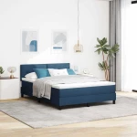 vidaXL Κρεβάτι Box Spring με Στρώμα & LED Μπλε 140x200 εκ. Υφασμάτινο