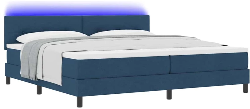 vidaXL Κρεβάτι με Στρώμα και LED Μπλε 200x200 εκ Υφάσματος