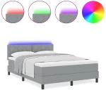 vidaXL Κρεβάτι με Στήριγμα και Στρώμα & LED Ανοιχτό Γκρι 140x190 εκ. Ύφασμα
