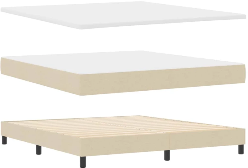vidaXL Κρεβάτι με ελατήρια & Στρώμα LED κρεμ 180x200 εκ Ύφασμα