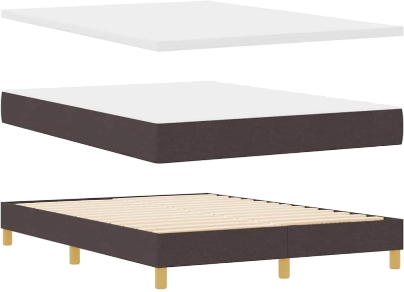 vidaXL Κρεβάτι Box Spring με Στρώμα & LED Σκούρο Καφέ 140x200 εκ Ύφασμα