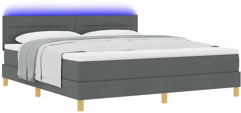 vidaXL Κρεβάτι με Στρώμα & LED Σκούρο Γκρι 180x200 εκ Ύφασμα