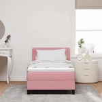 vidaXL Κρεβάτι με Επένδυση και Στρώμα & LED Ροζ 90x190 εκ Βελούδο