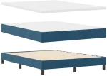 vidaXL Κρεβάτι Box Spring με Στρώμα & LED Σκούρο Μπλε 140x190 εκ. Βελούδο