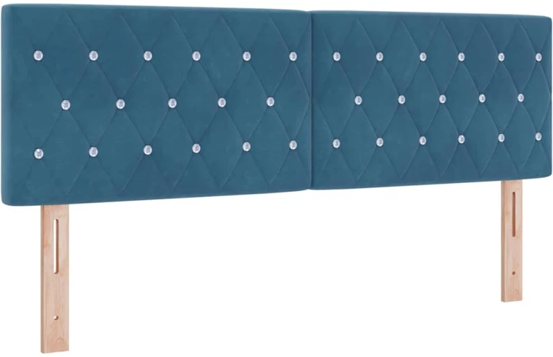 vidaXL Κρεβάτι Box Spring με Στρώμα & LED Σκούρο Μπλε 140x190 εκ. Βελούδο
