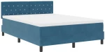 κρεβάτι Box Spring με στρώμα & LED vidaXL Σκούρο Μπλε 160x200 εκ Βελούδο
