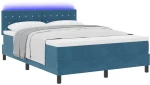 κρεβάτι Box Spring με στρώμα & LED vidaXL Σκούρο Μπλε 160x200 εκ Βελούδο