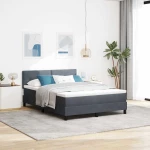 vidaXL Κρεβάτι με Στρώμα & LED Σκούρο Γκρι 140x190 εκ. Βελούδο