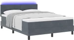 vidaXL Κρεβάτι με Στρώμα & LED Σκούρο Γκρι 140x190 εκ. Βελούδο