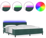 vidaXL Κρεβάτι με Στρώμα & LED Σκούρο Πράσινο 200x200 cm Βελούδο