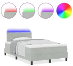 κρεβάτι με ανατομικό στρώμα και LED vidaXL Γκρι 120x190 εκ Βελούδο