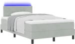 vidaXL Κρεβάτι Box Spring με Στρώμα & LED Ανοιχτό Γκρι 120x200 εκ. Βελούδο