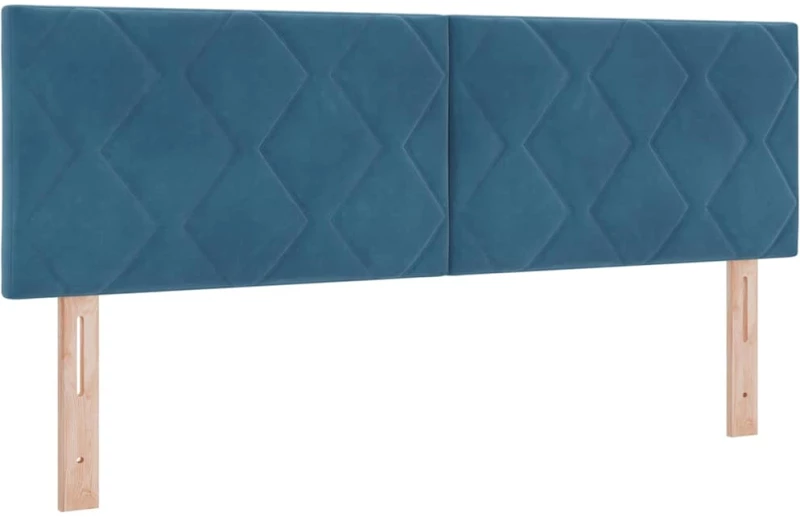 vidaXL Κρεβάτι Box Spring με Στρώμα & LED Σκούρο Μπλε 140x200 εκ Βελούδο