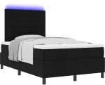 vidaXL Κρεβάτι με ελατήρια και στρώμα & LED - Μαύρο 120x190 εκ Ύφασμα
