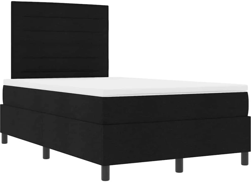 vidaXL Κρεβάτι με ελατήρια και στρώμα & LED - Μαύρο 120x190 εκ Ύφασμα
