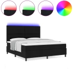 vidaXL Κρεβάτι με ελατήρια και στρώμα & LED Μαύρο 180x200 εκ.