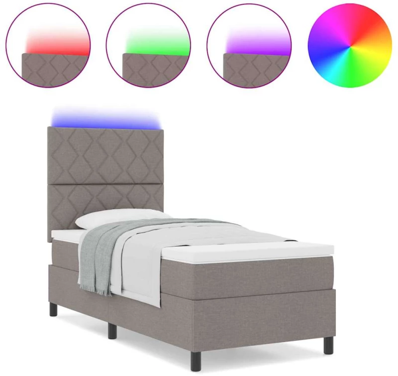 vidaXL Κρεβάτι με ελατήρια και στρώμα & LED 90 x 190 cm