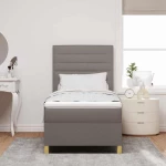 vidaXL Κρεβάτι Box Spring με Στρώμα & LED Καφετί 80x200 εκ. Ύφασμα