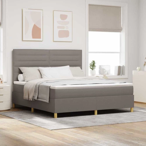 vidaXL Κρεβάτι Box Spring με Στρώμα & LED Ταουπέ 180x200 εκ. Υφάσματος