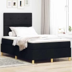 VidaXL Κρεβάτι με βαφείο & LED Μαύρο 120x190 εκ. Ύφασμα